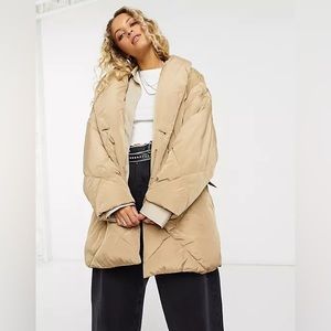 Free People Ella Puffa Puffer Jacket NWT S oversized Beige